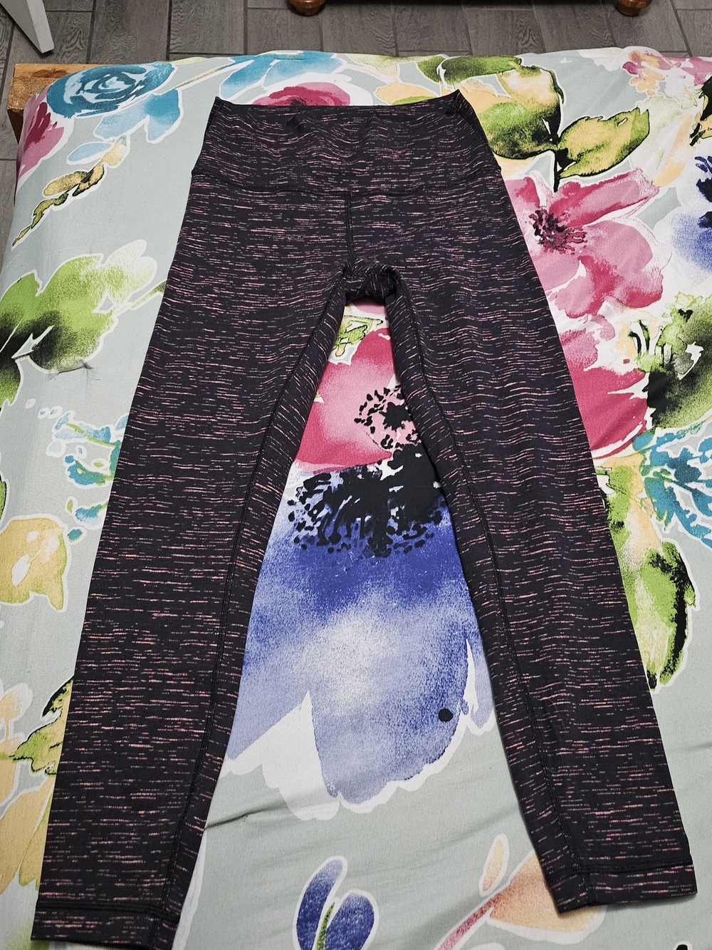 lululemon athletica Black Leggings with Pink Space-Dye Detail